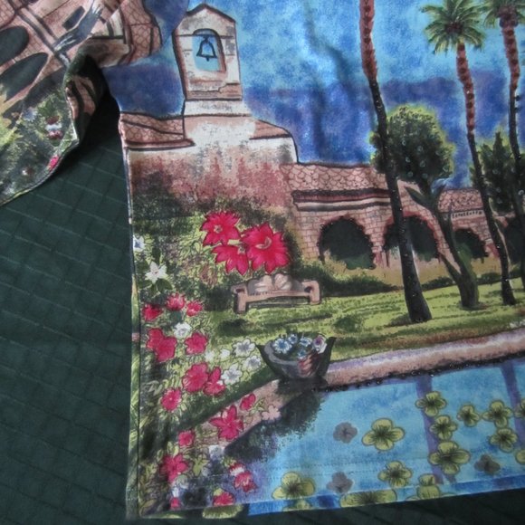 RAAKHEE Women's Multicolor Graphic 3/4 Sleeve Top Size PXL Sequins, Beads - Picture 11 of 11